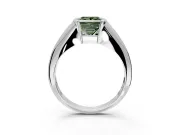 Tension Engagement Ring Setting for Fancy Green Princess Cut Center with Wide Tapered Band and Tension Head in Platinum