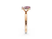 Hidden Halo Engagement Ring Setting for Fancy Pink Oval Center with Thin Round-Wire Band and Prong Head in Rose Gold