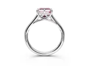 Solitaire Engagement Ring Setting for Fancy Pink Asscher Cut Center with Cathedral Band and Prong Head in Platinum
