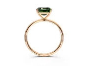 Solitaire Engagement Ring Setting for Fancy Green Asscher Cut Center with Straight Thin Band and Prong Head in Rose Gold