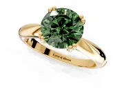 Solitaire Engagement Ring Setting for Fancy Green Round Cut Center with Reverse Tapered Band and Prong Head in Yellow Gold