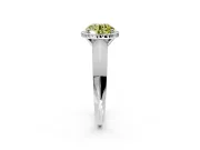 Halo Engagement Ring Setting for Fancy Yellow Round Cut Center with Knife Ridge Cathedral Band and Prong Head in Platinum