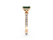 Open Basket Engagement Ring Setting for Fancy Green Emerald Cut Center with Pave Band and Prong Head in Rose Gold