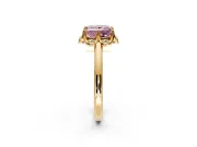 Floral Frame Engagement Ring Setting for Fancy Pink Princess Cut Center with Accent Clusters and Prong Head in Yellow Gold
