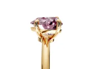 Minimalist Solitaire Engagement Ring Setting for Fancy Pink Heart-Shaped Center with Thin Band and Prong Head in Yellow Gold