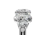 Cluster Engagement Ring Setting for Radiant Cut Center with Round Cut Accent Frame and Prong Head in Platinum