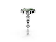 Milgrain Bezel Engagement Ring Setting for Fancy Green Marquise Center with Marquise Stations and Bezel Head in Sterling Silver