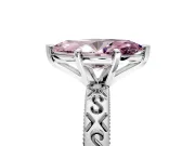 Solitaire Engagement Ring Setting for Fancy Pink Marquise Center with Scrollwork Band and Prong Head in White Gold