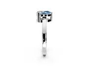 Solitaire Engagement Ring Setting for Fancy Blue Pear-Shaped Center with Plain Band and Flat Tab Prong Head in Sterling Silver