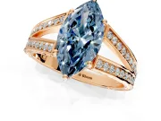 Split Shank Engagement Ring Setting for Fancy Blue Marquise Center with Pave Split Shank and Prong Head in Rose Gold