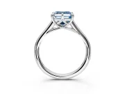 Solitaire Engagement Ring Setting for Fancy Blue Asscher Cut Center with Cathedral Band and Prong Head in Sterling Silver