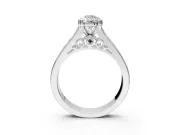 Solitaire Engagement Ring Setting for Pear-Shaped Center with Channel Band and Double Claw Prong Head in Sterling Silver