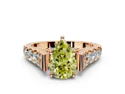 Solitaire Engagement Ring Setting for Fancy Yellow Pear-Shaped Center with Pave Cathedral Shoulders and Prong Head in Rose Gold