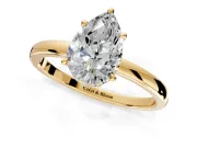 Hidden Halo Engagement Ring Setting for Pear-Shaped Center with Plain Band and Tall Prong Head in Yellow Gold