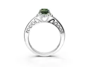 Floral Engagement Ring Setting for Fancy Green Radiant Cut Center with Four Accent Clusters and Prong Head in Platinum