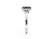 Solitaire Engagement Ring Setting for Fancy Green Emerald Cut Center with Plain Split Shank and Prong Head in Sterling Silver