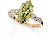 Bar-Set Engagement Ring Setting for Fancy Yellow Marquise Center with Tapered Baguette Accents and Prong Head in Rose Gold