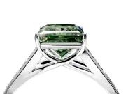 Solitaire Engagement Ring Setting for Fancy Green Princess Cut Center with Cathedral Channel Band and Prong Head in White Gold