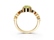 Vintage Station Engagement Ring Setting for Fancy Yellow Cushion Cut Center with Accents and Prong Head in Yellow Gold