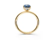 Solitaire Engagement Ring Setting for Fancy Blue Radiant Cut Center with Plain Band, Open Basket and Prong Head in Yellow Gold