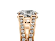 Split Shank Engagement Ring Setting for Oval Center with Pave Split Shank and Prong Head in Rose Gold