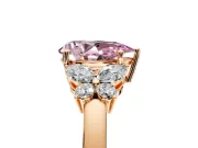 Solitaire Engagement Ring Setting for Fancy Pink Pear-Shaped Center with Marquise Flower Shoulders and Prong Head in Rose Gold