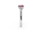 Solitaire Engagement Ring Setting for Fancy Pink Cushion Cut Center with Trailing Leaf Accent Band and Prong Head in Platinum