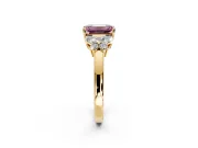 Solitaire Engagement Ring Setting for Fancy Pink Emerald Cut Center with Marquise Flower Shoulders and Prong Head in Yellow Gold