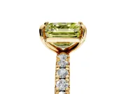 Solitaire Engagement Ring Setting for Fancy Yellow Asscher Cut Center with Shared-Prong Accents and Prong Head in Yellow Gold