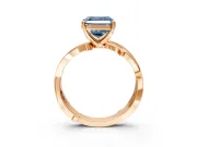Solitaire Engagement Ring Setting for Fancy Blue Asscher Cut Center with Pave and Plain Crossover Band and Prong Head in Rose Gold