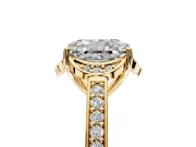 Floral Engagement Ring Setting for Radiant Cut Center with Four Accent Clusters and Prong Head in Yellow Gold