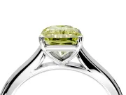 Solitaire Engagement Ring Setting for Fancy Yellow Radiant Cut Center with Narrow Cathedral Band and Prong Head in Sterling Silver