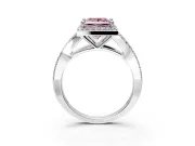 Halo Engagement Ring Setting for Fancy Pink Princess Cut Center with Pave Split Shank and Prong Head in Platinum
