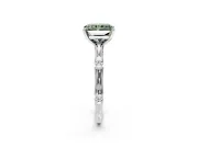 Solitaire Engagement Ring Setting for Fancy Green Radiant Cut Center with Bamboo Band and Prong Head in Platinum