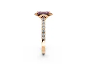 Floral Engagement Ring Setting for Fancy Pink Emerald Cut Center with Pave Band and Floral Prong Head in Rose Gold