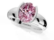 Tension Engagement Ring Setting for Fancy Pink Oval Center with Wide Flat Band and Tension Head in Platinum