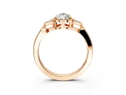 Cluster Engagement Ring Setting for Pear-Shaped Center with Milgrain Shoulder Clusters and Prong Head in Rose Gold