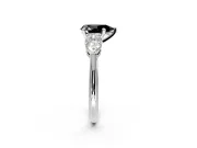 3 Stone Engagement Ring Setting for Fancy Black Pear-Shaped Center with Large Pear-Shaped Accents and Prong Head in Platinum