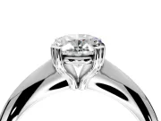 Solitaire Engagement Ring Setting for Oval Center with Reverse Tapered Band and Prong Head in White Gold