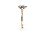 Solitaire Engagement Ring Setting for Fancy Blue Pear-Shaped Center with Pave Accents and Prong Head in Rose Gold