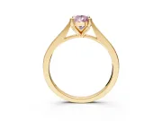 Solitaire Engagement Ring Setting for Fancy Pink Pear-Shaped Center with Tapered Shoulders and Prong Head in Yellow Gold