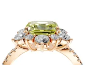 Floral Halo Engagement Ring Setting for Fancy Yellow Asscher Cut Center with Pave Accents and Prong Head in Rose Gold