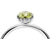 Solitaire Engagement Ring Setting for Fancy Yellow Pear-Shaped Center with Plain Band, Open Basket and Prong Head in Sterling Silver