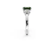Solitaire Engagement Ring Setting for Fancy Green Emerald Cut Center with Marquise Flower Shoulders and Prong Head in Platinum