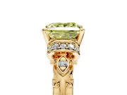 Solitaire Engagement Ring Setting for Fancy Yellow Princess Cut Center with Filigree Band and Prong Head in Yellow Gold