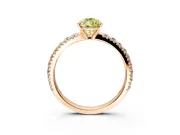 Solitaire Engagement Ring Setting for Fancy Yellow Pear-Shaped Center with Large Accent Band and Prong Head in Rose Gold
