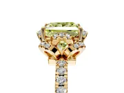 Halo Engagement Ring Setting for Fancy Yellow Princess Cut Center with Openwork Halo, Pave Band and Prong Head in Yellow Gold