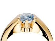 Tension Engagement Ring Setting for Fancy Blue Marquise Center with Wide Tapered Band and Tension Head in Yellow Gold