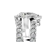 Halo Engagement Ring Setting for Pear-Shaped Center with Wide-Open Pave Split Shank and Prong Head in Sterling Silver