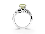Halo Engagement Ring Setting for Fancy Yellow Asscher Cut Center with Marquise and Pave Bypass Band and Prong Head in Platinum